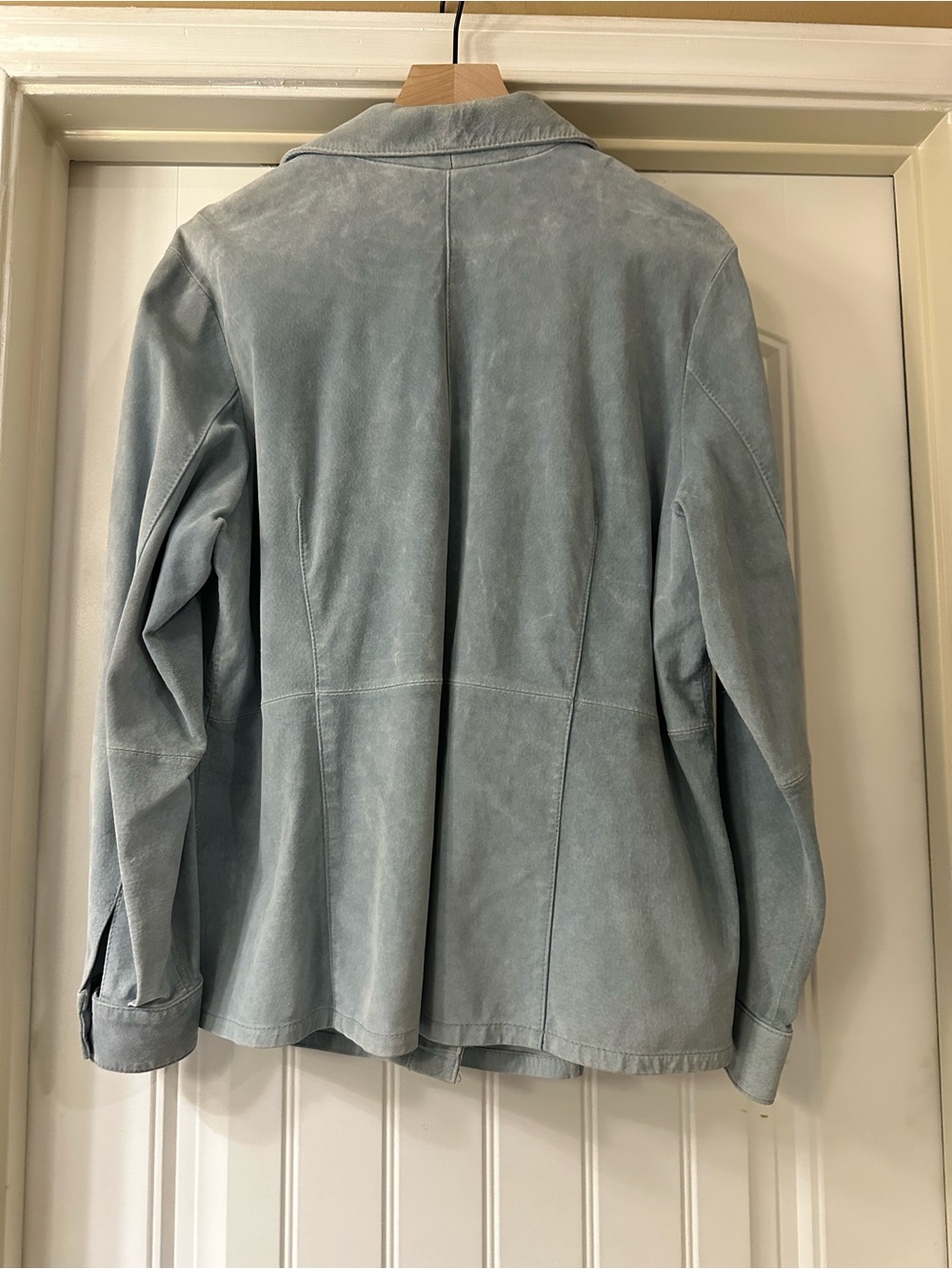 Bernardo Genuine Suede Leather Jacket 2X Powder Blue Button Front - Picture 3 of 6